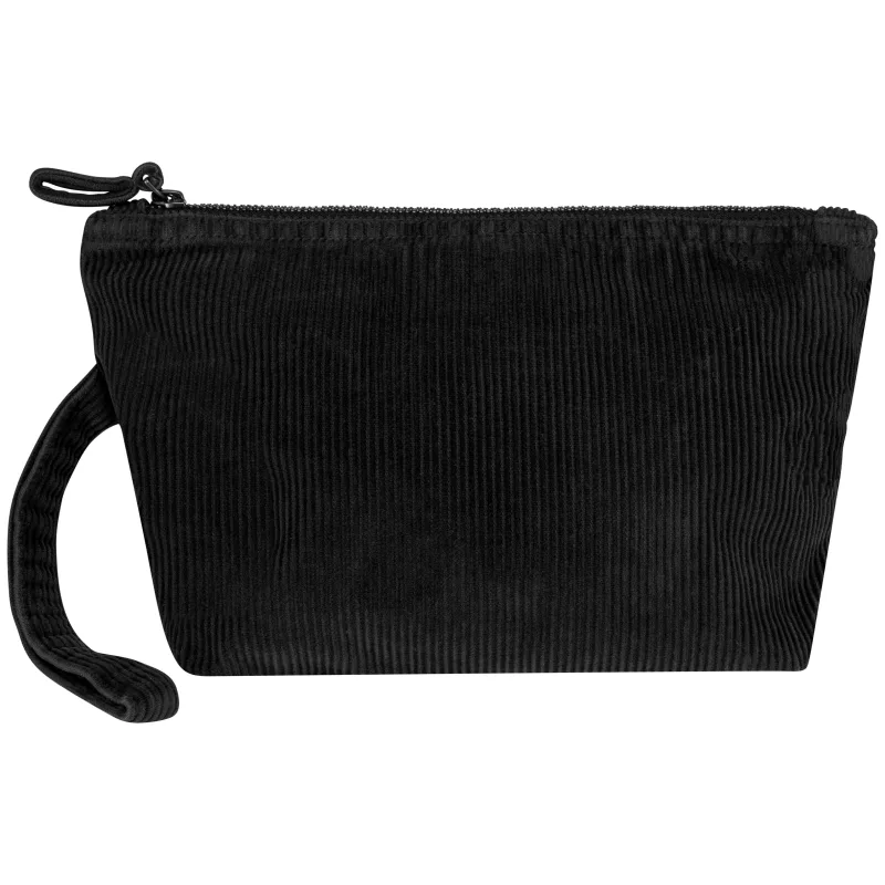 Pochette écoresponsable délavée en velours côtelé, Washed black