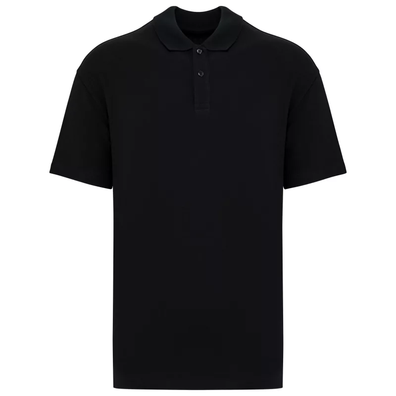 Polo écoresponsable maille piquée à épaules tombantes homme, Black