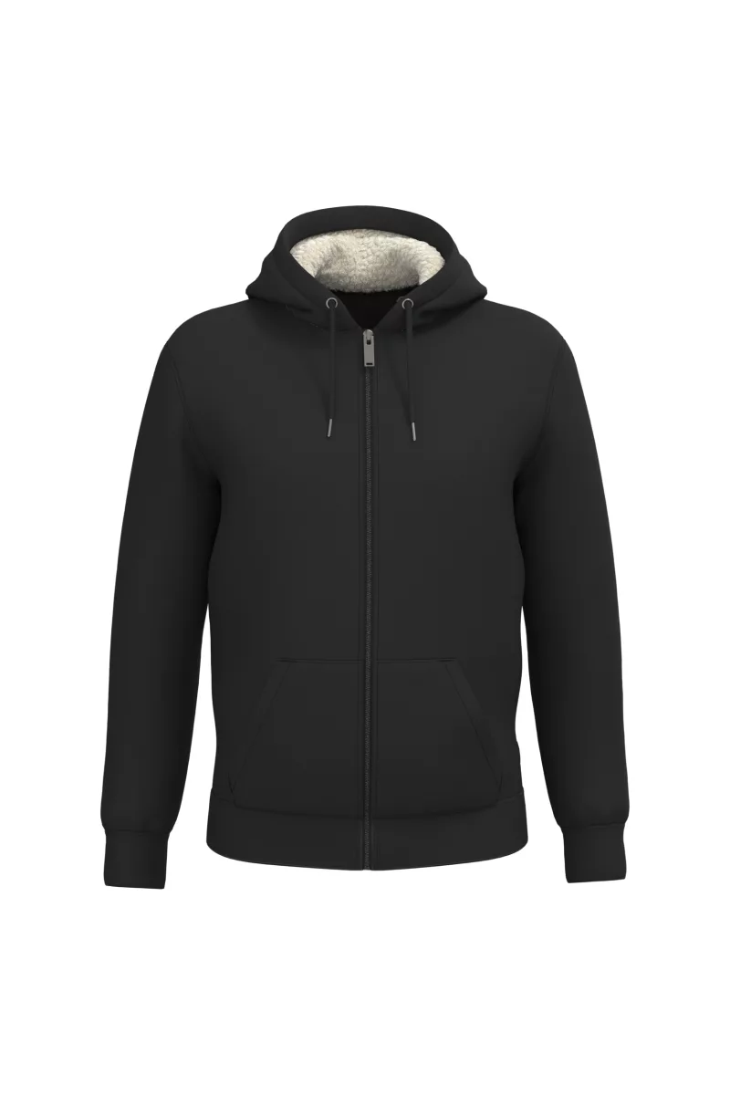 Umweltfreundliches Unisex-Sweatshirt mit Reißverschluss und Sherpa-Futter, Black