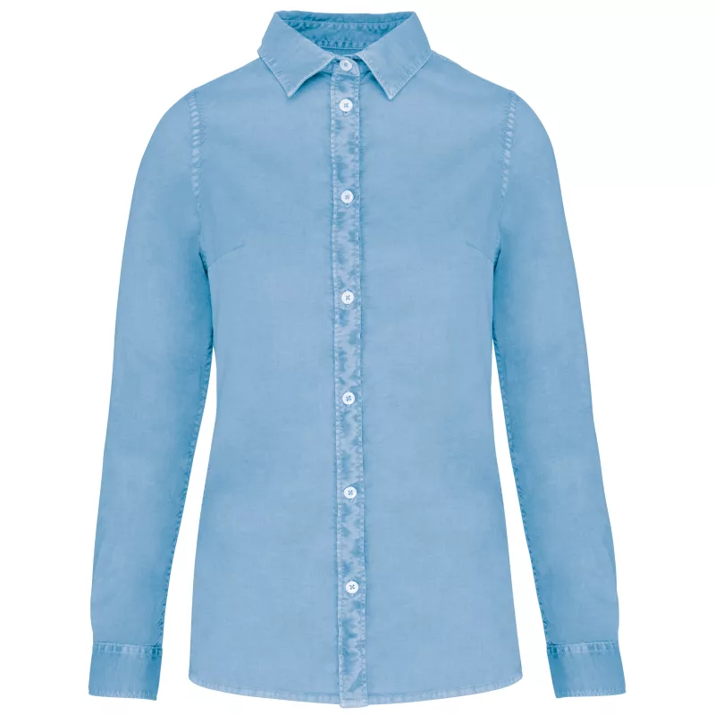 Chemise écoresponsable délavée femme, Washed Cool Blue