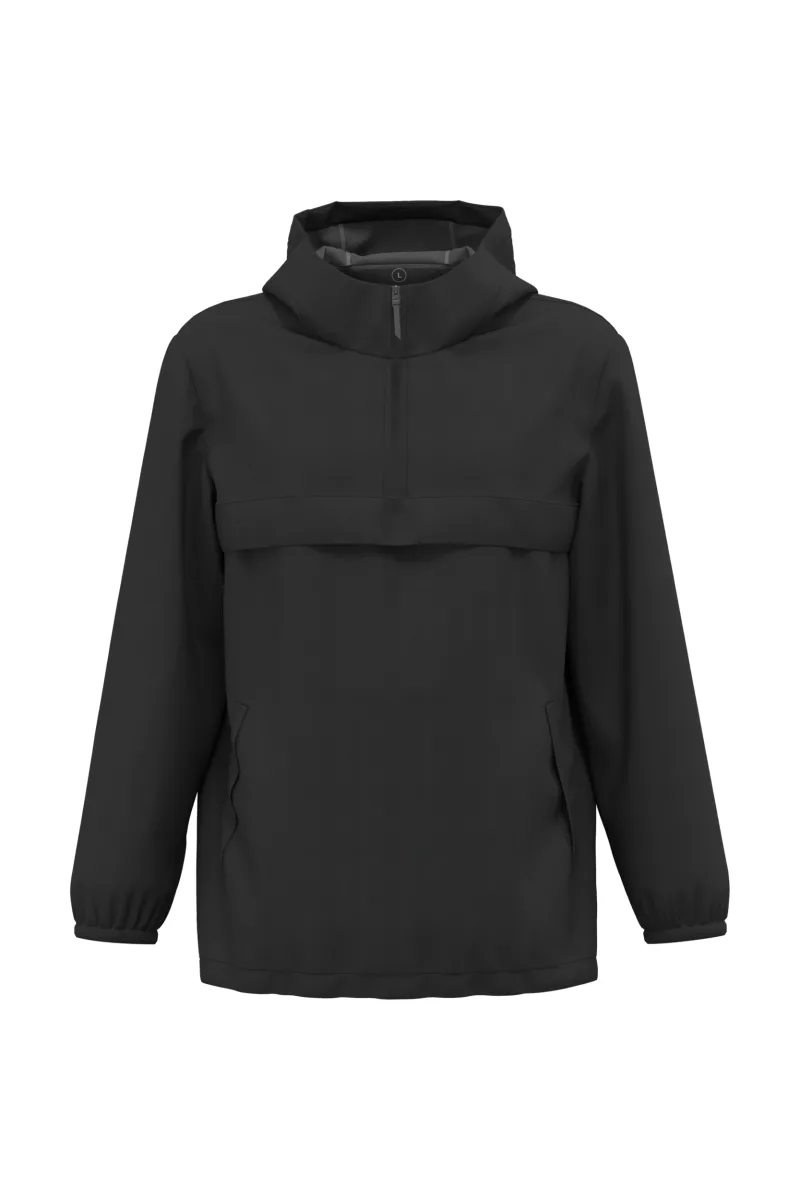 Veste coupe-vent imperméable écoresponsable quart zip unisexe, Black