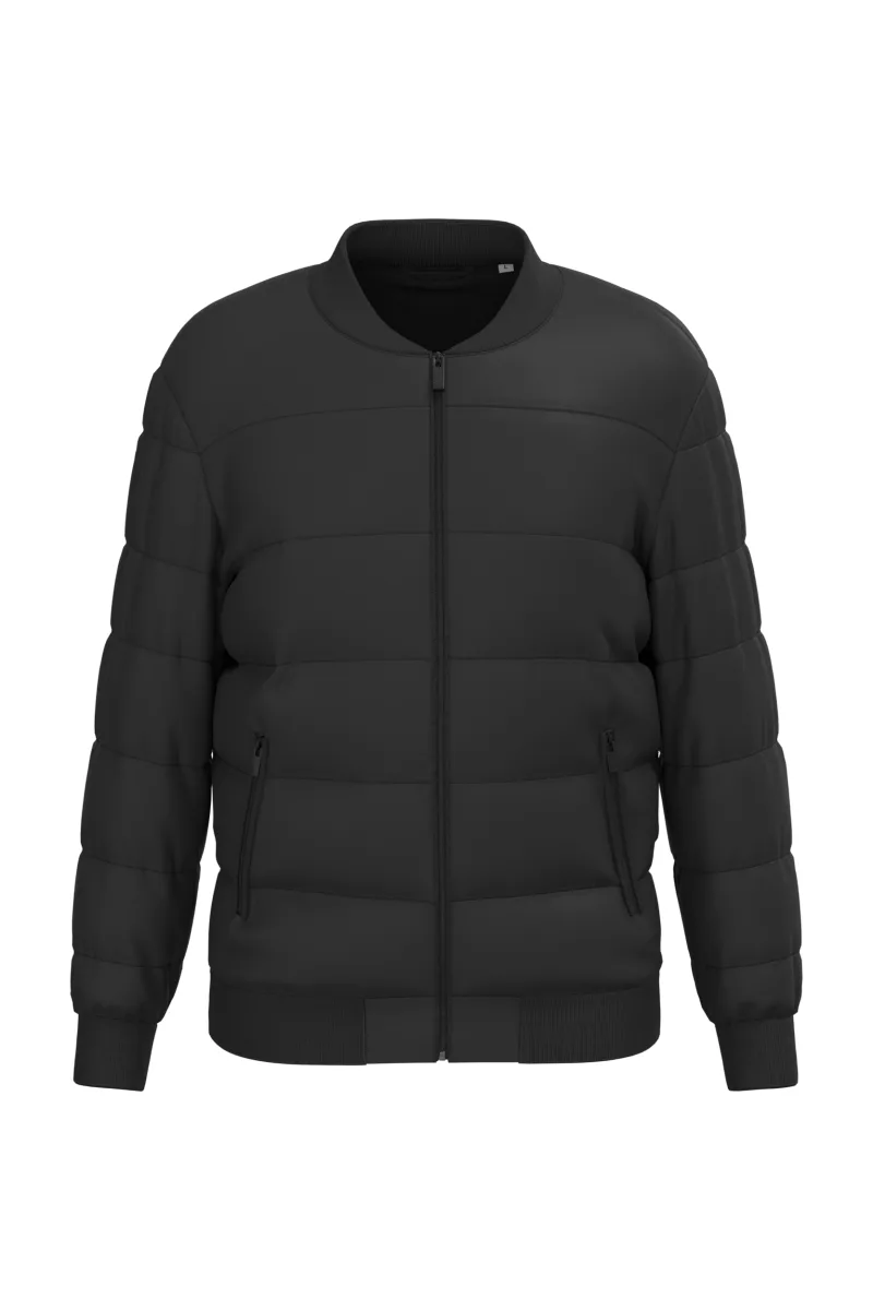 Eco-friendly unisex teddy collar padded jacket, Black