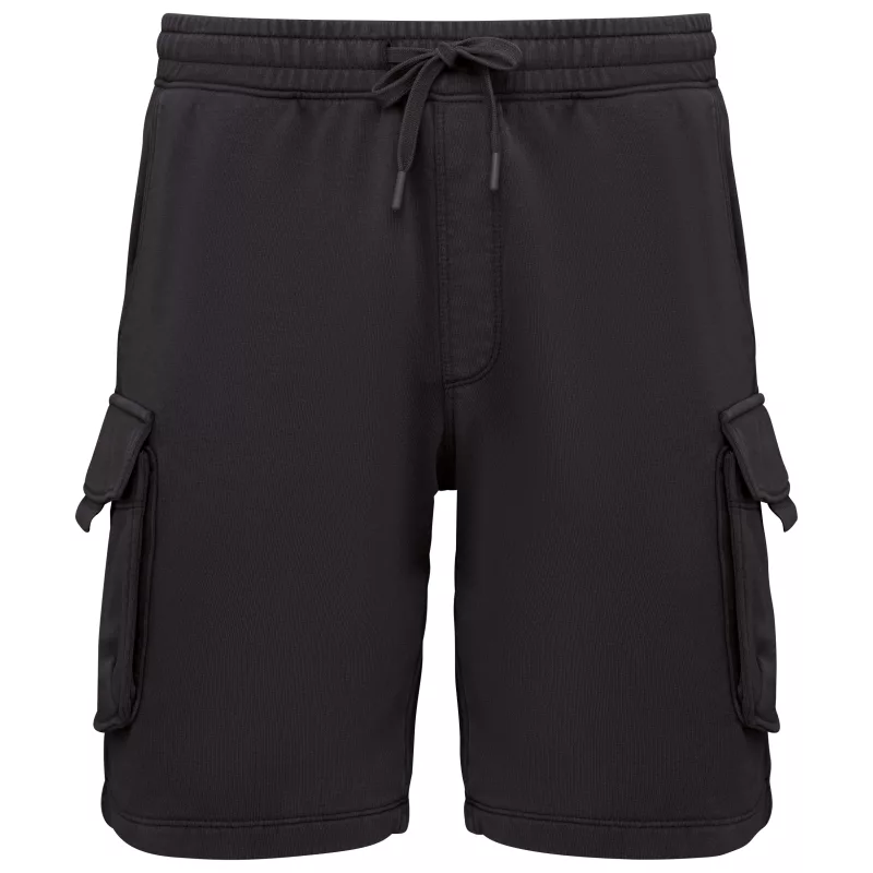 Umweltfreundliche ausgewaschene French Terry Cargo-Shorts für Herren, Washed black
