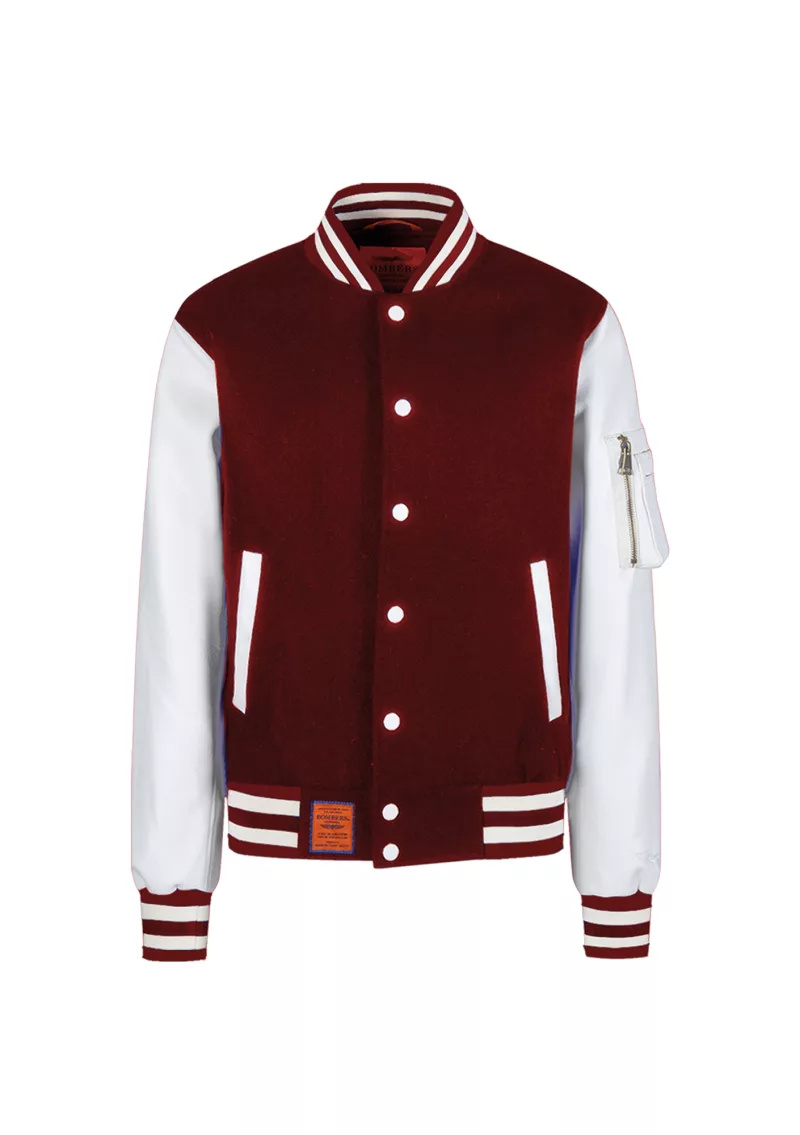 Letterman Jacke, Burgundy / Crème