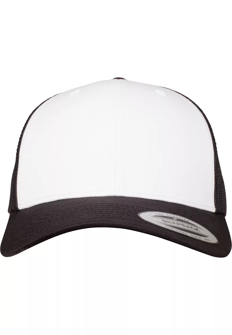 Retro Trucker Coloured Front cap, BLACK / WHITE