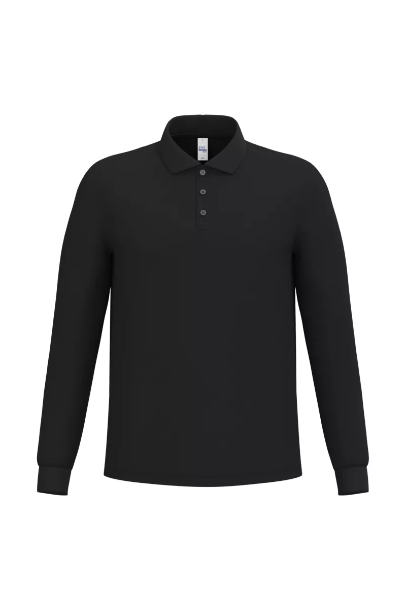 Polo piqué LSL homme, Ideal Black