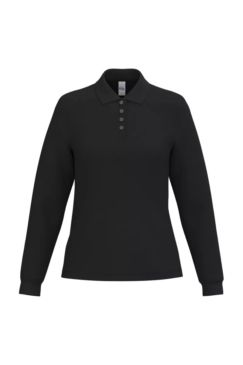 Polo piqué LSL femme, Ideal Black