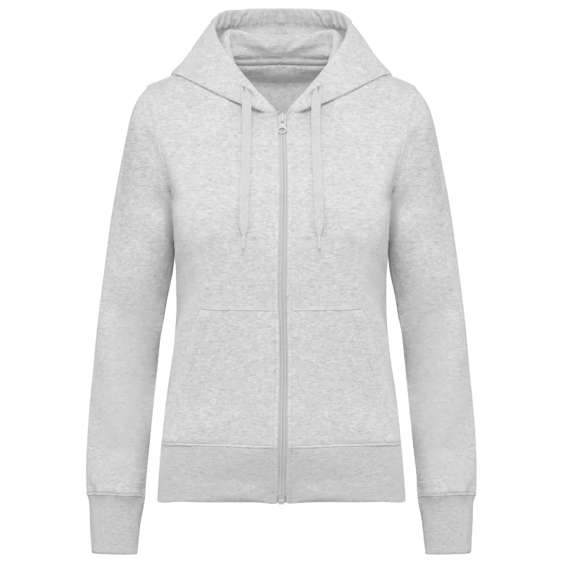 Sweat-shirt écoresponsable zippé à capuche femme, Ash Heather