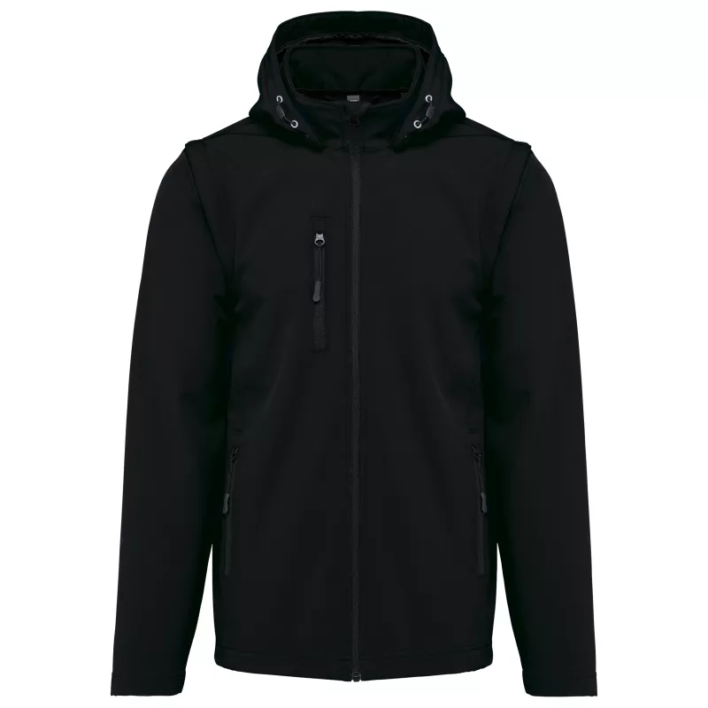 Unisex 3-layer softshell hooded jacket with removable sleeves, Black