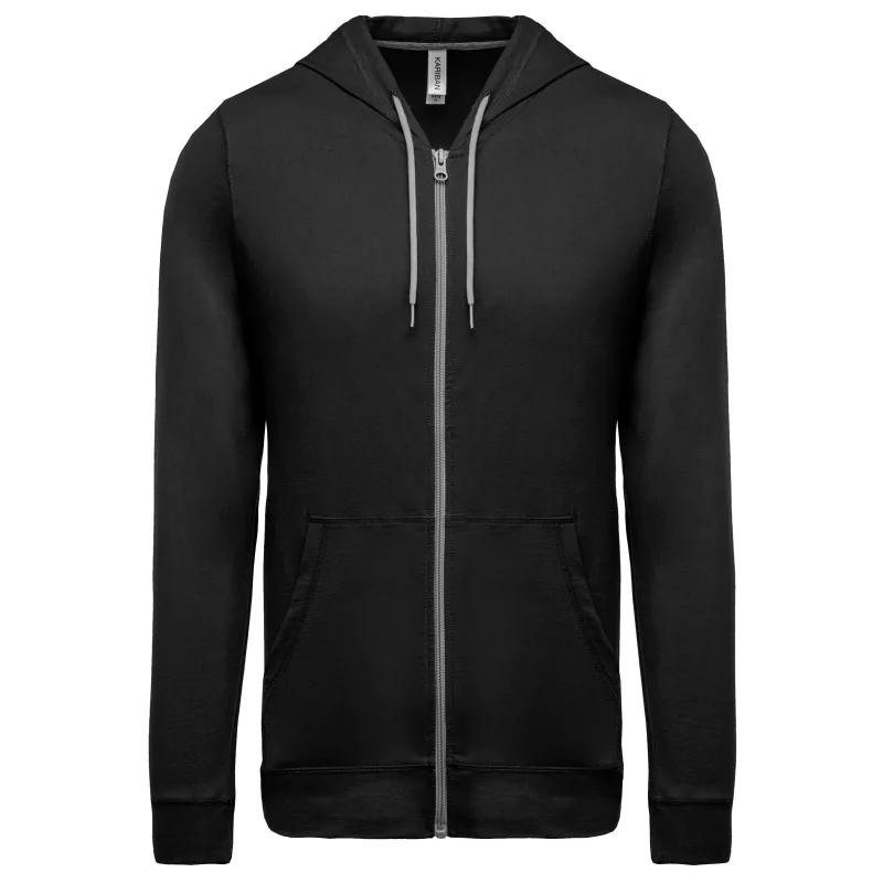 Lightweight Cotton Hooded Sweatshirt, Black