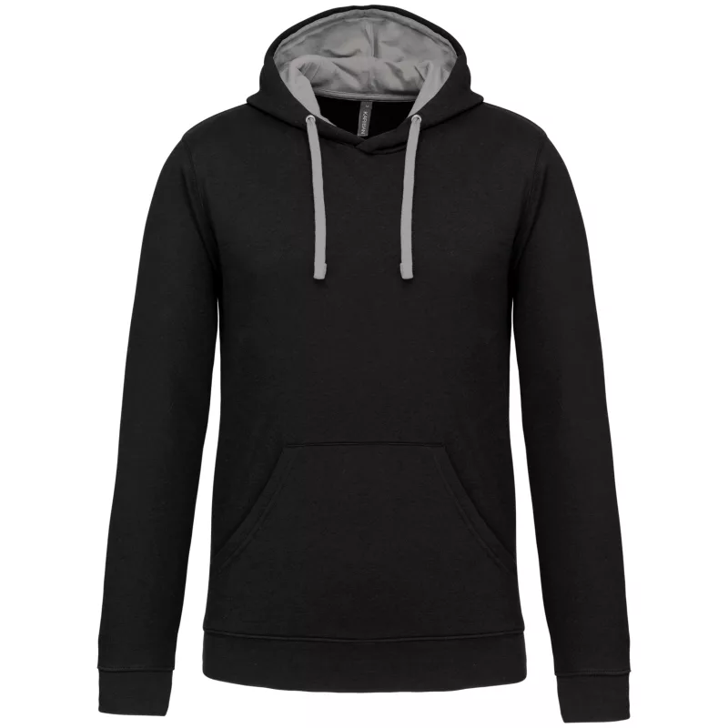 Sweat-shirt capuche contrastée homme, Black / Fine Grey