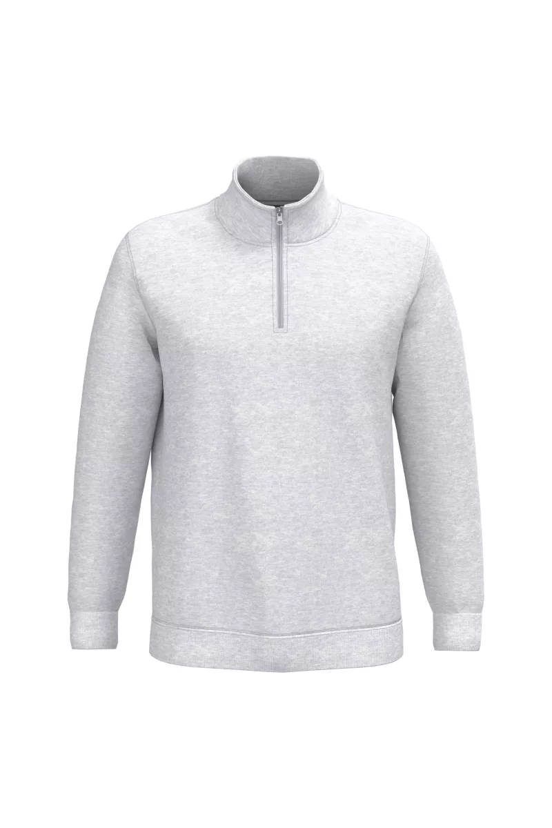 Sweat-shirt col zippé homme, Ash Heather