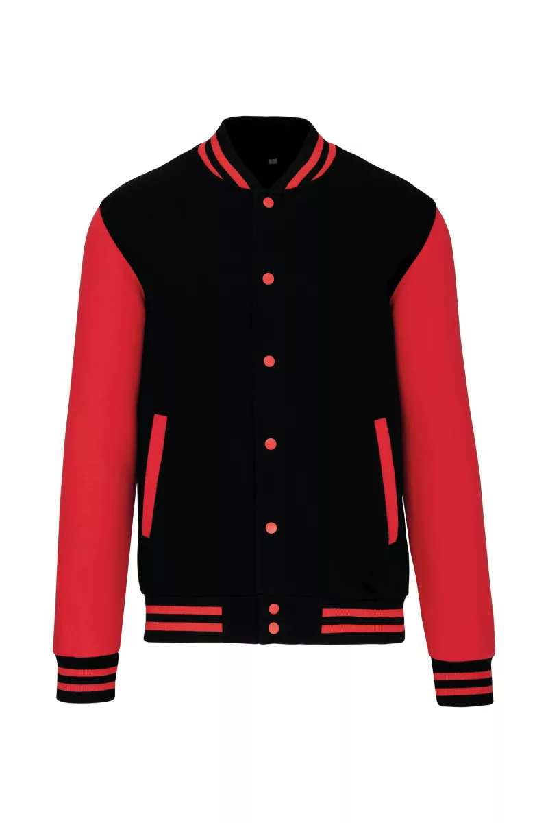 Blouson molleton teddy unisexe, Black / Red