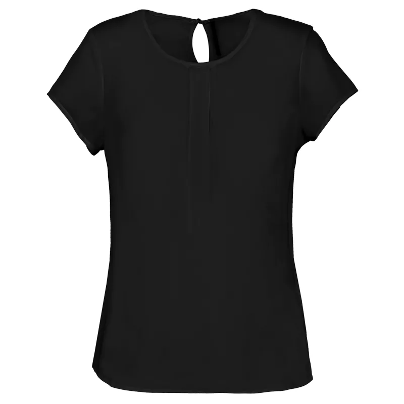 Blouse crêpe manches courtes femme, Black