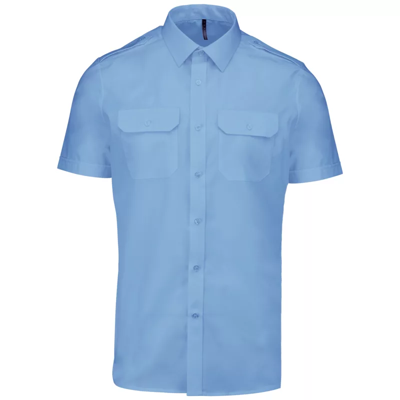 Chemise pilote manches courtes homme, Sky Blue