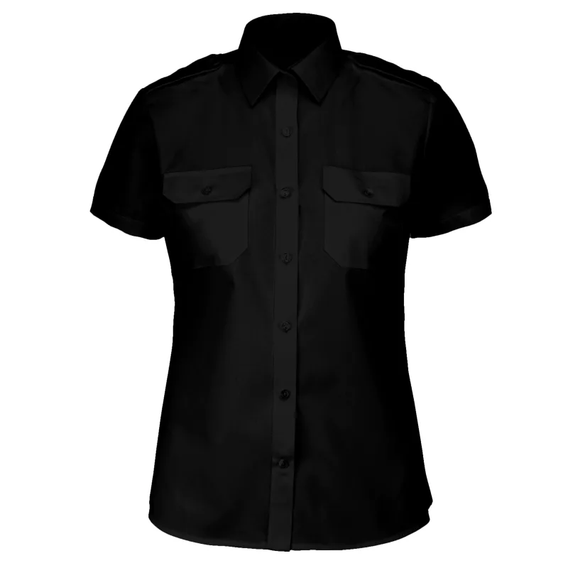 Chemise pilote manches courtes femme, Black