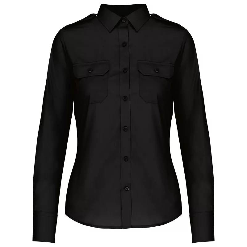 Chemise pilote manches longues femme, Black