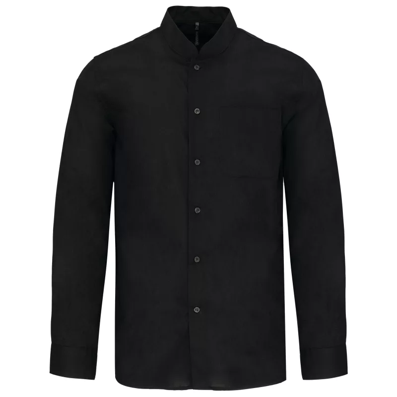 Chemise col mao manches longues, Black