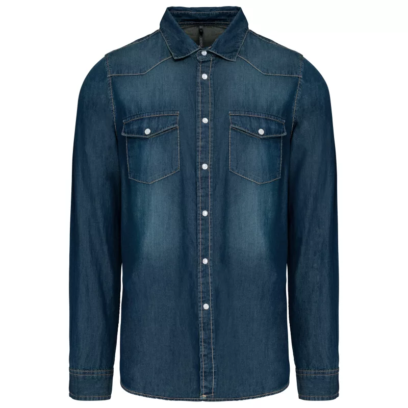 Herren denim-hemd langarm, Blue Jean