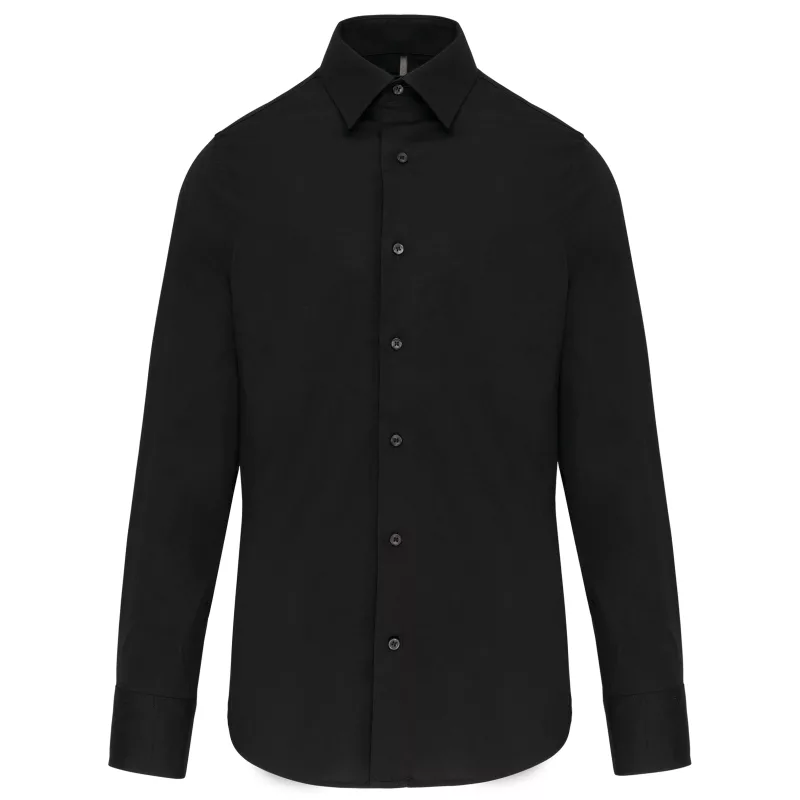 Chemise coton / élasthanne manches longues homme, Black