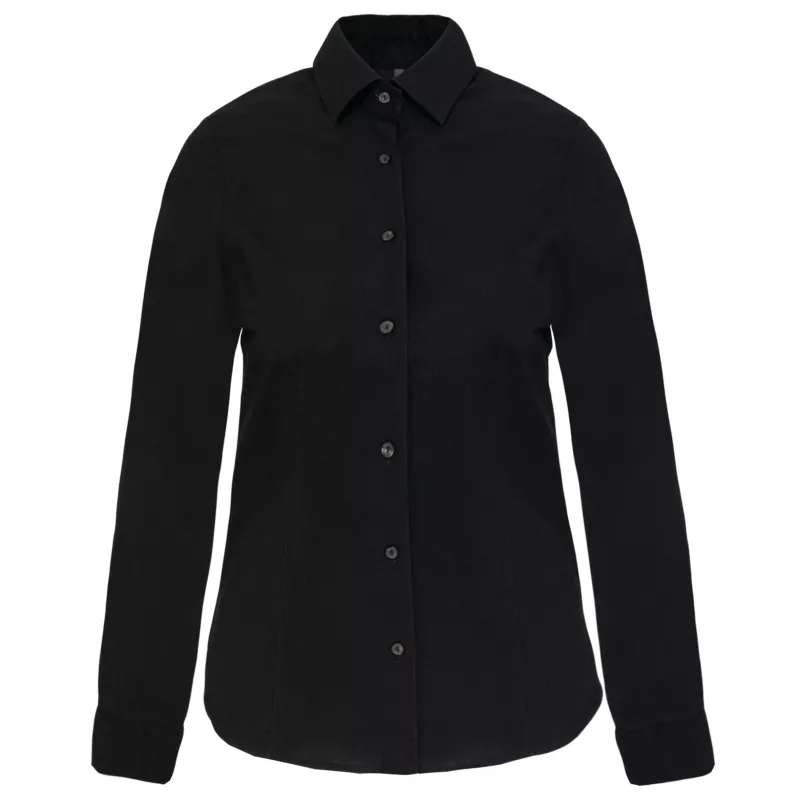 Chemise coton / élasthanne manches longues femme, Black
