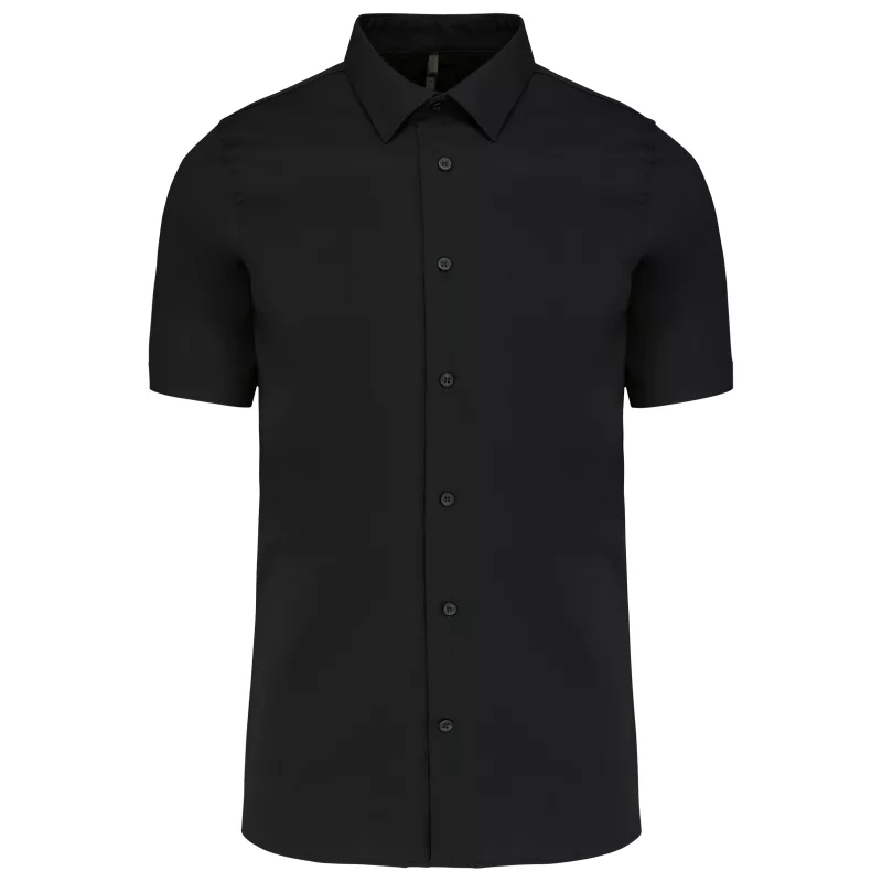 Chemise coton / élasthanne manches courtes, Black