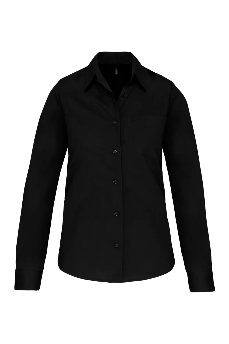 Chemise popeline manches longues femme, Black