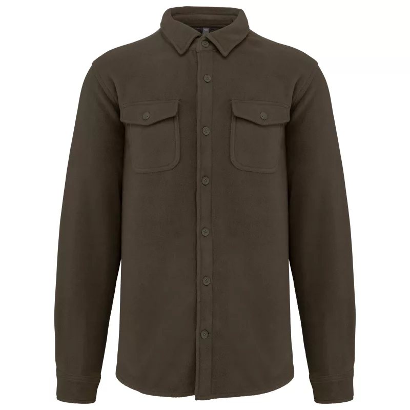Surchemise polaire doublée sherpa polaire homme, Dark Khaki / Storm Grey