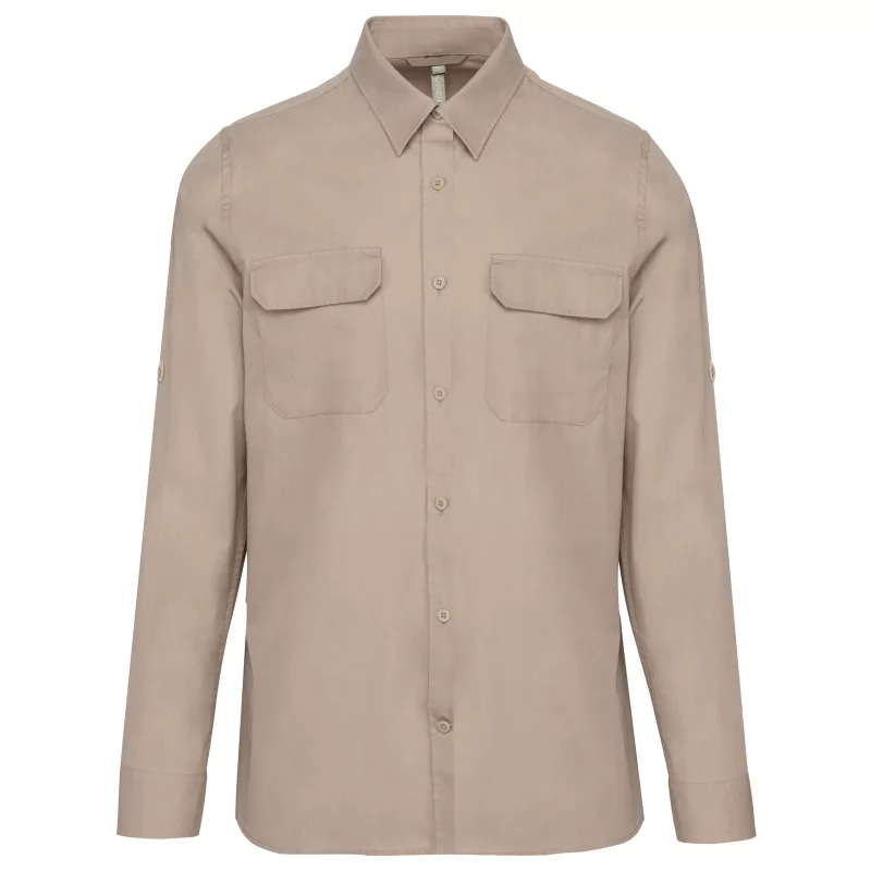 Chemise safari manches longues homme, Beige