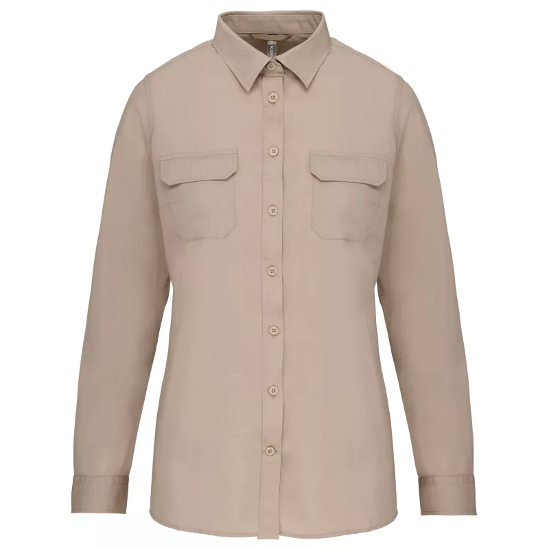 Chemise safari manches longues femme, Beige