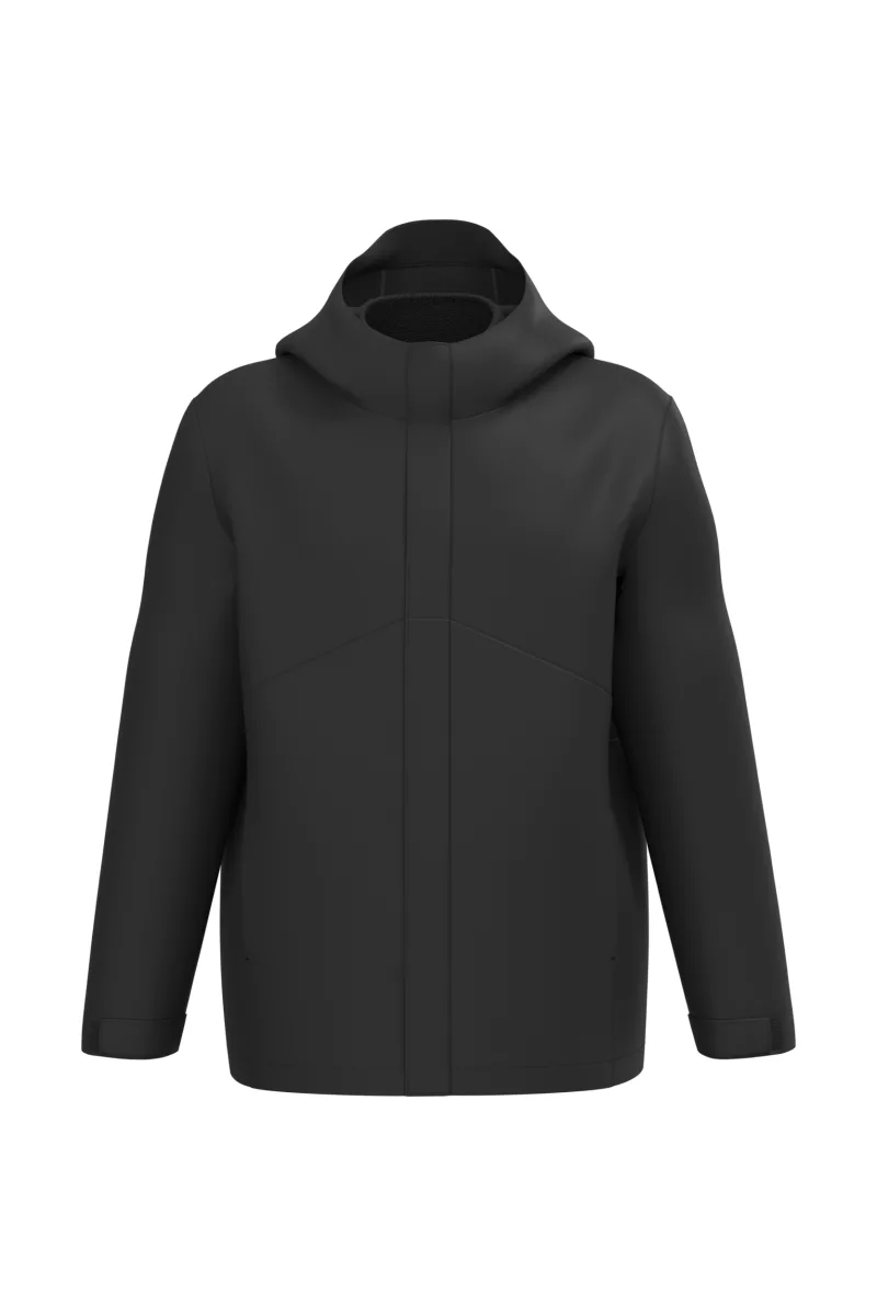 Wasserdichter 3-in-1-Unisex-Parka mit zweifarbiger Kapuze, Black