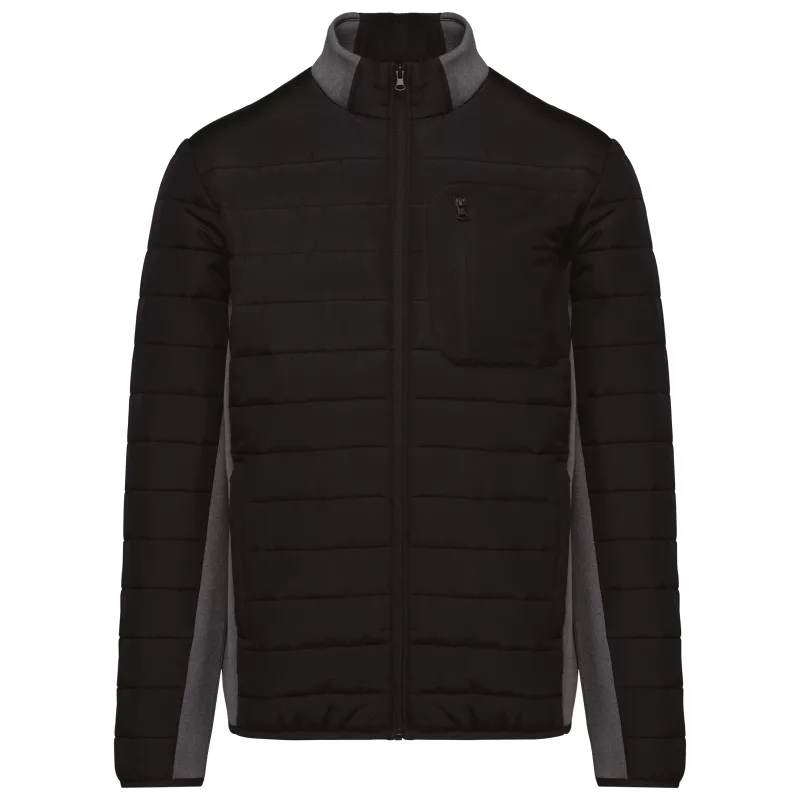 Men's bi-material padded jacket, Black / Dark Grey Heather