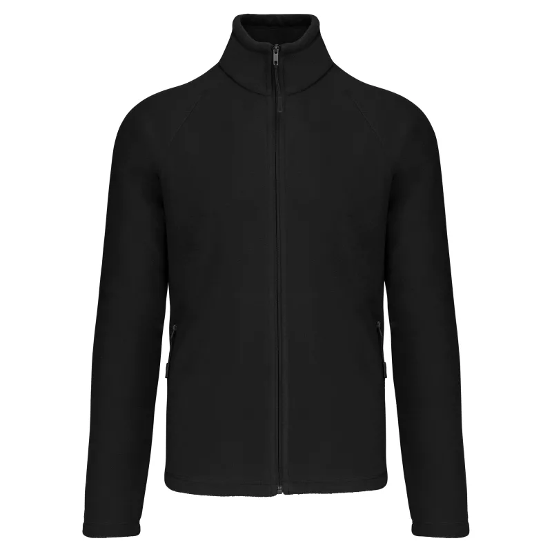 Veste micropolaire zippée manches raglan homme, Black