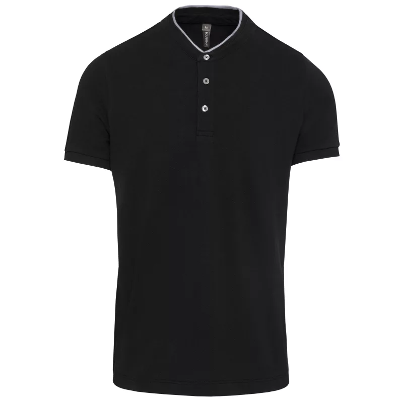 Polo col mao manches courtes homme, Black / Oxford Grey