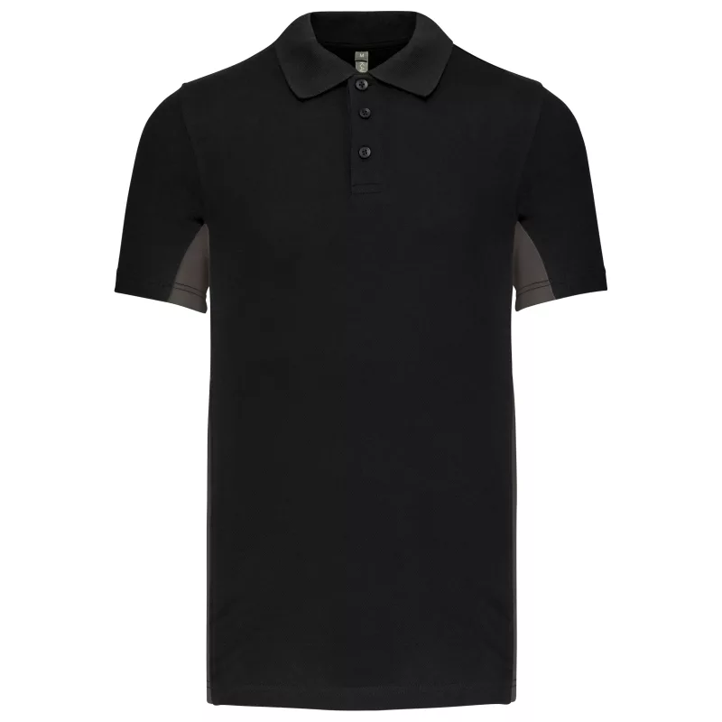 Polo piqué manches courtes bicolore homme, Black / Dark Grey