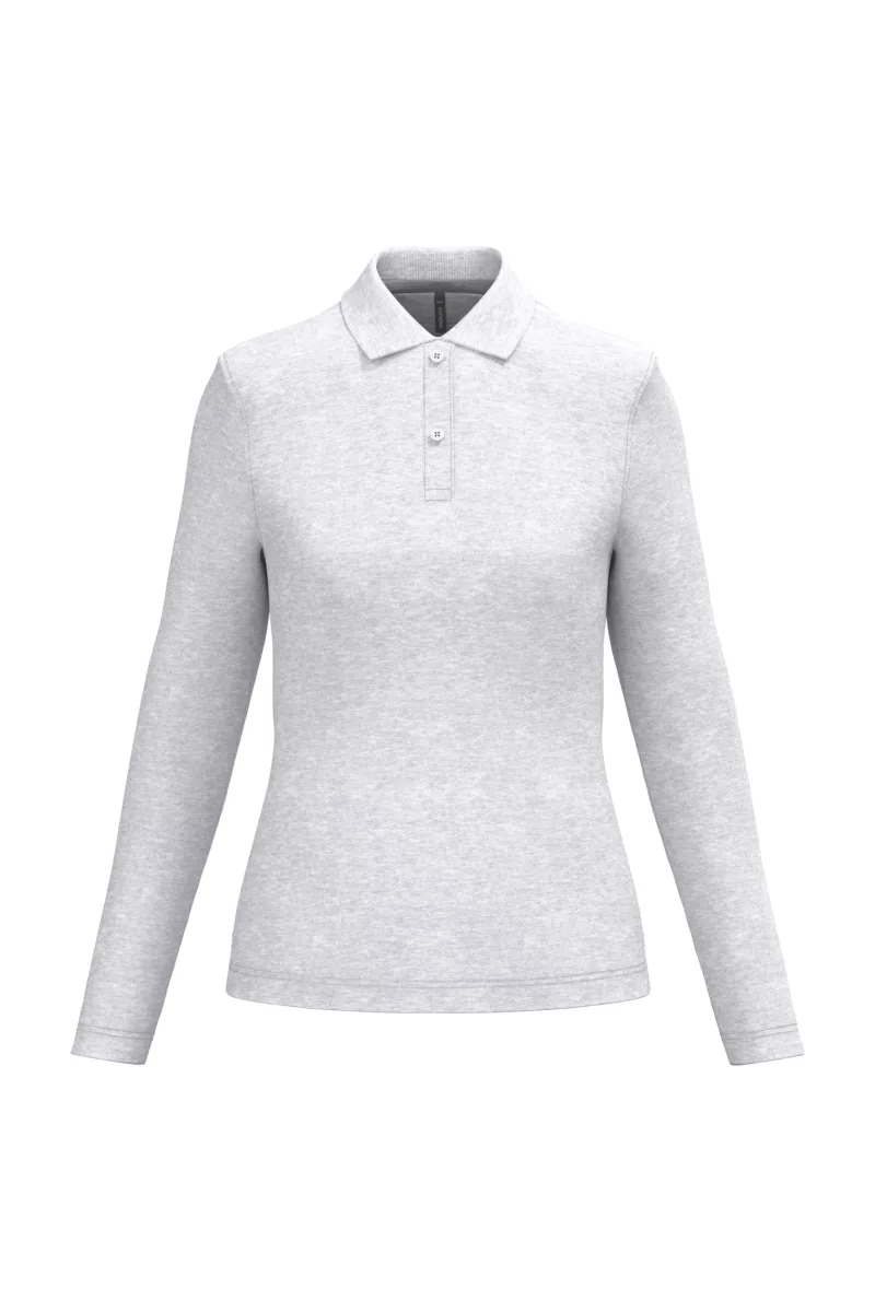 Polo manches longues femme, Ash Heather