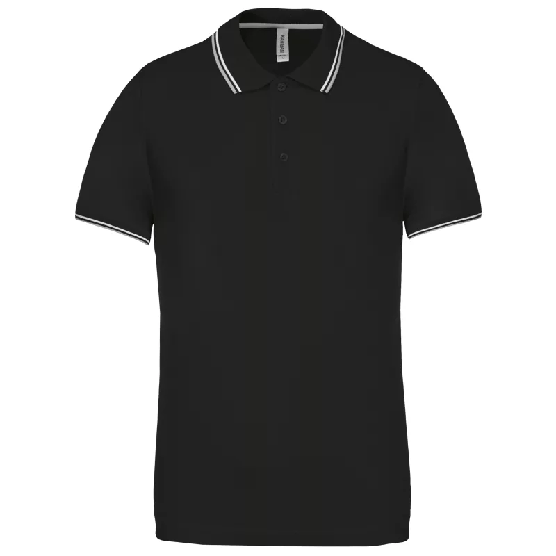 Polo maille piquée manches courtes homme, Black / Light Grey / White