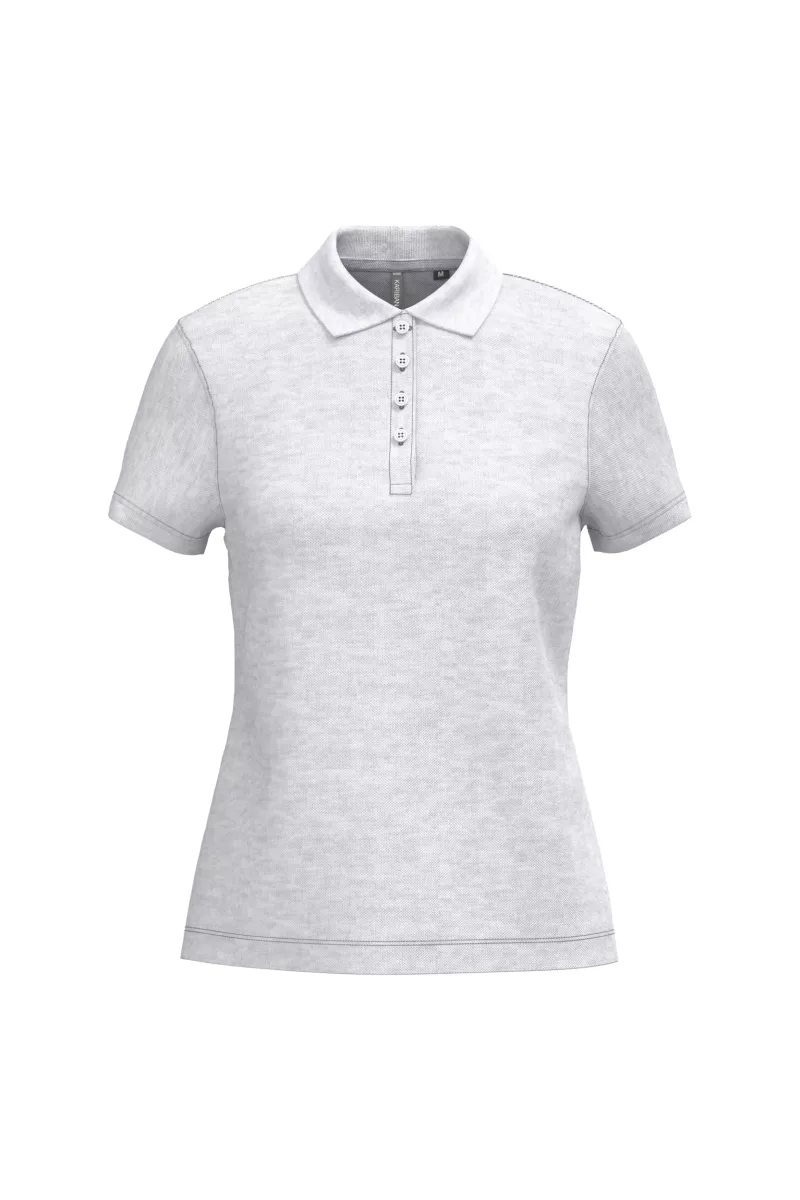 Polo piqué manches courtes femme, Ash Heather