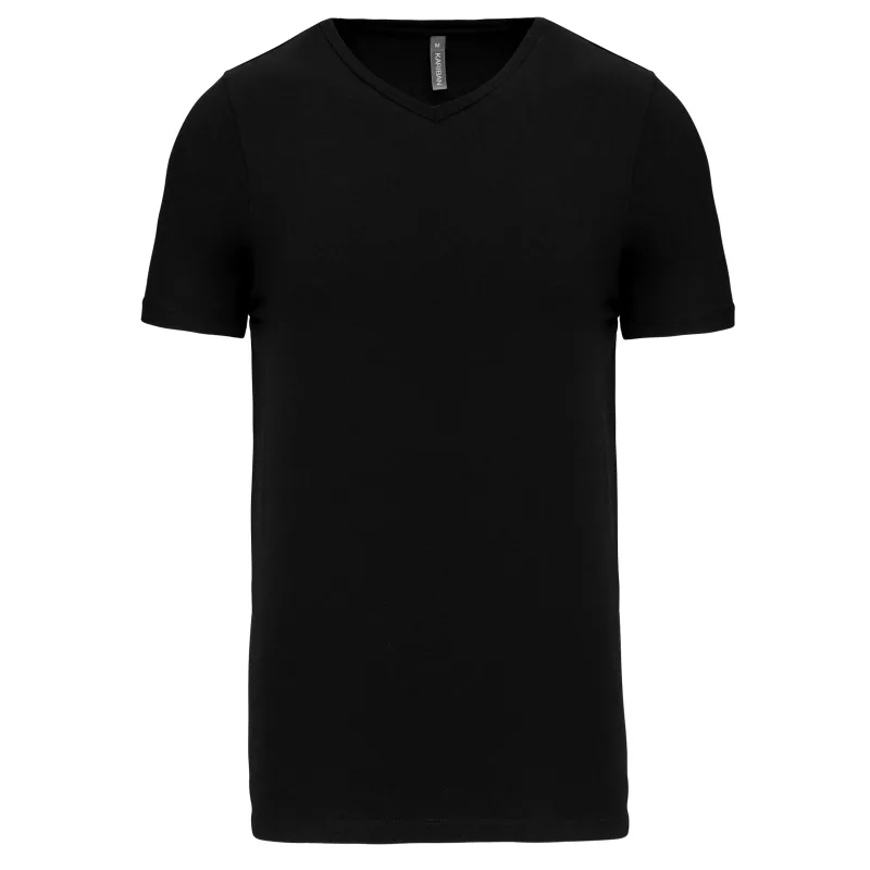 Kurzarm-T-Shirt mit V-Ausschnitt, Black