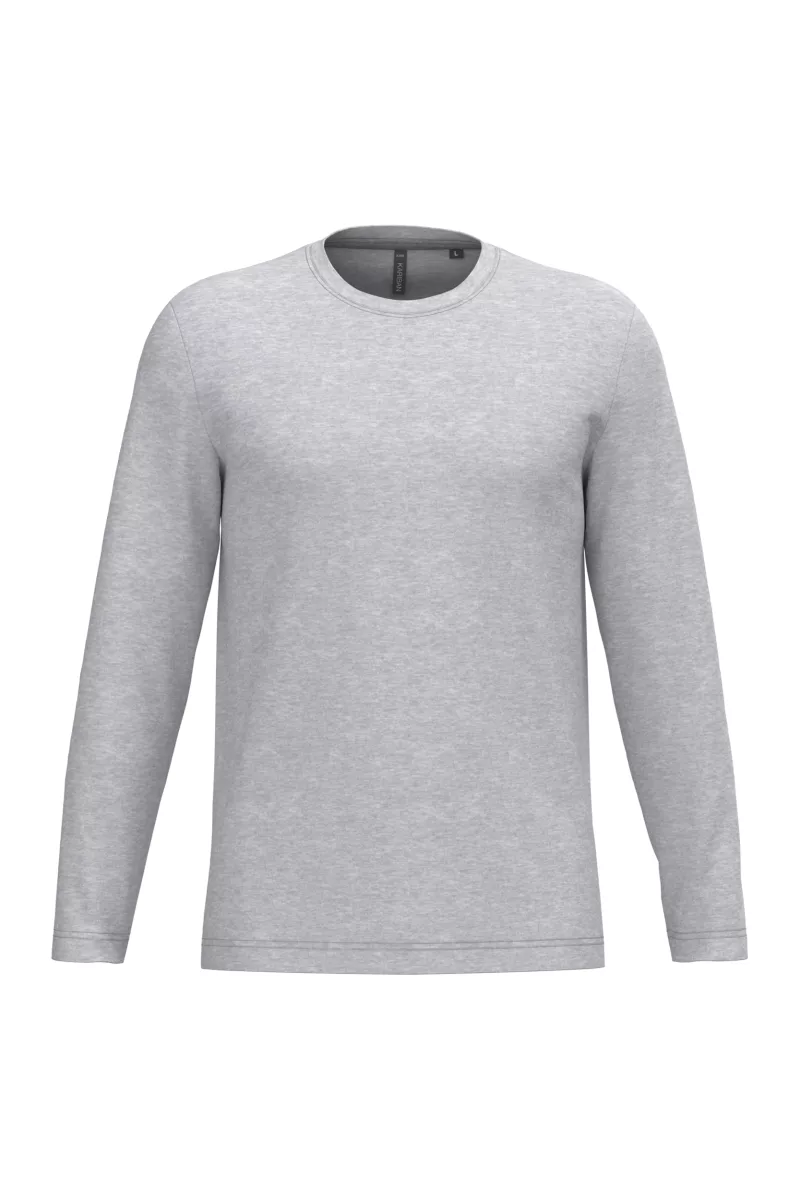 T-shirt col rond manches longues homme, Ash Heather
