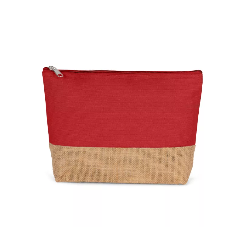 Pochette en toiles de coton et jute, Arandano Red / Natural