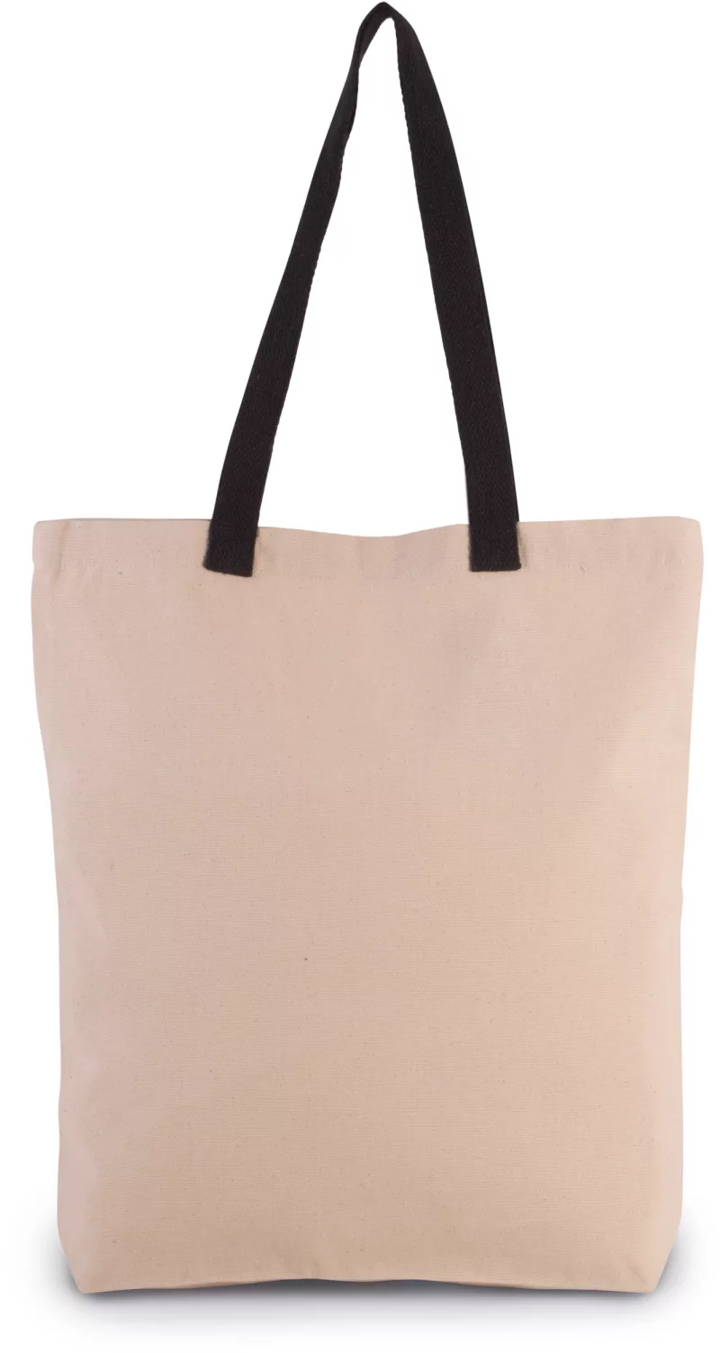 Sac shopping à soufflet avec poignées contrastées, Natural / Black