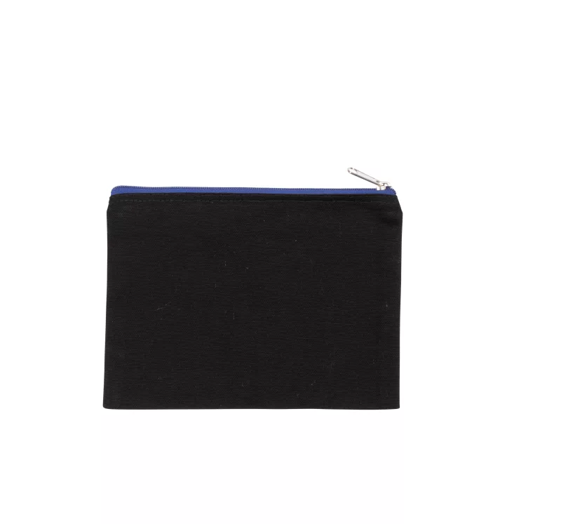 Pochette en coton canvas - modèle moyen, Black / Royal Blue