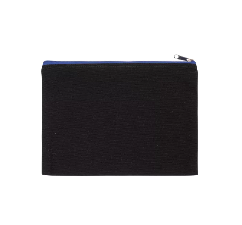 Pochette en coton canvas - grand modèle, Black / Royal Blue