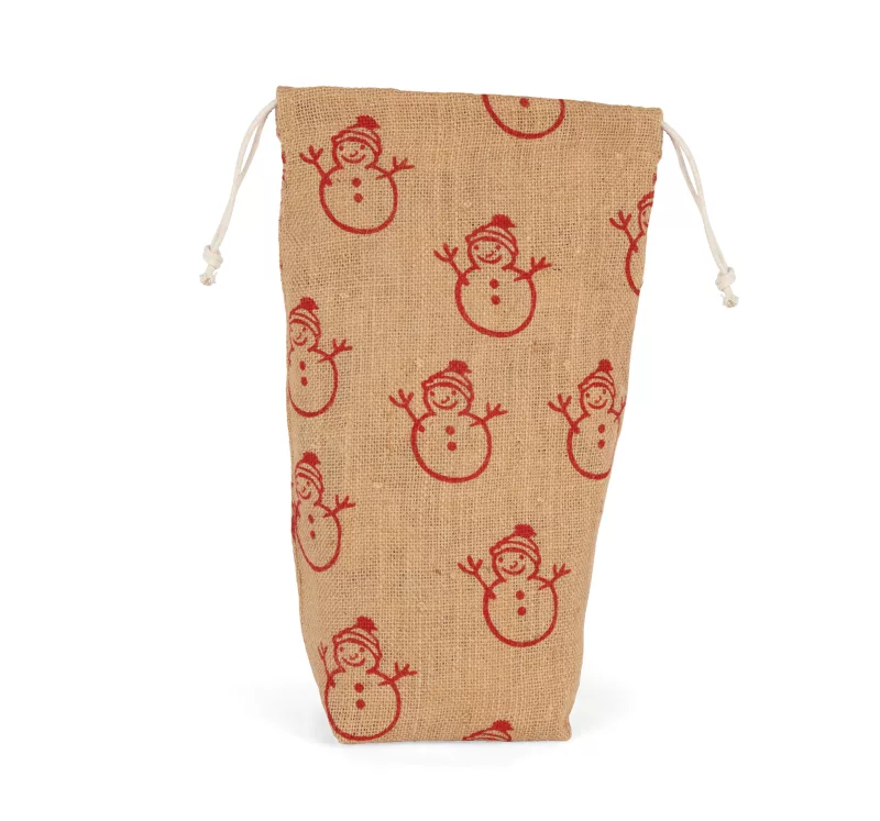 Bottle carrier with Christmas patterns, Natural / Cherry Red