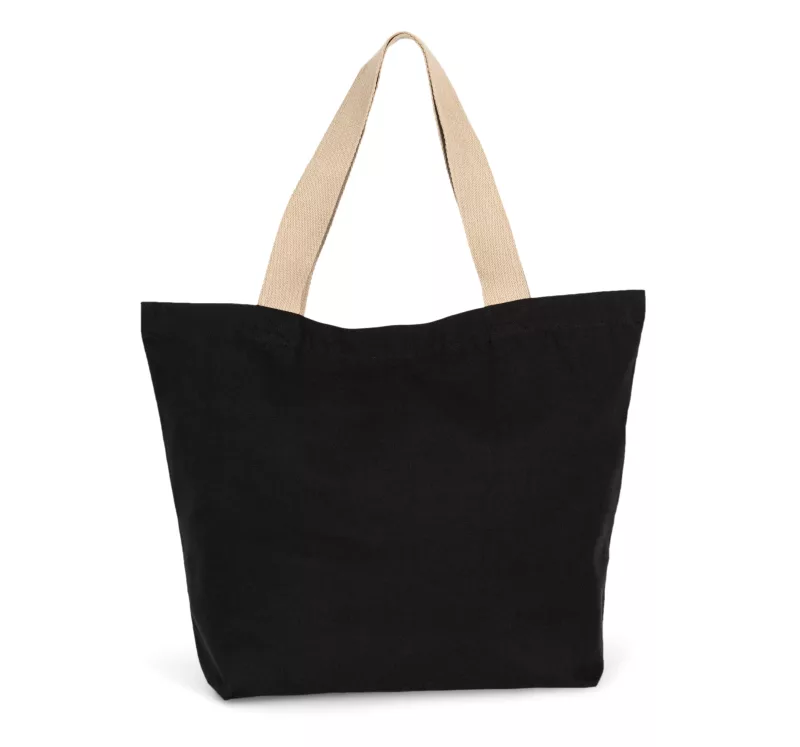 Grand sac shopping recyclé à fond plat, Black Night / Hemp