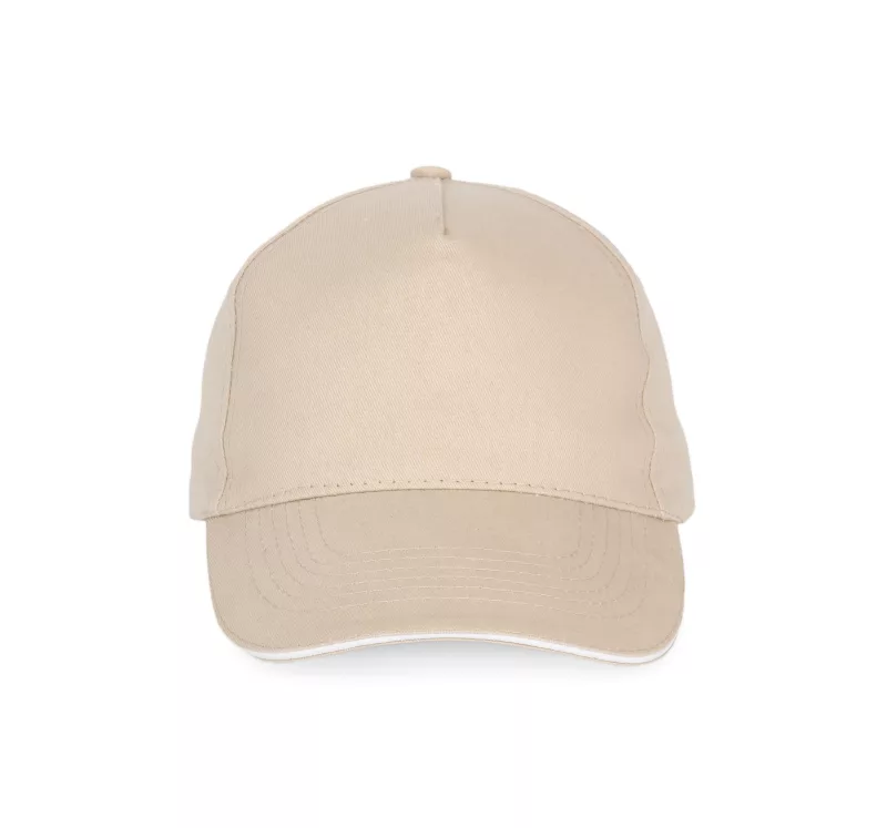 Casquette avec sandwich contrasté - 5 panneaux, Beige / White