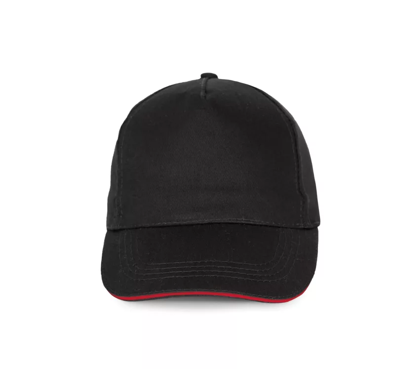 Casquette sandwich contrasté - 5 panneaux, Black / Red
