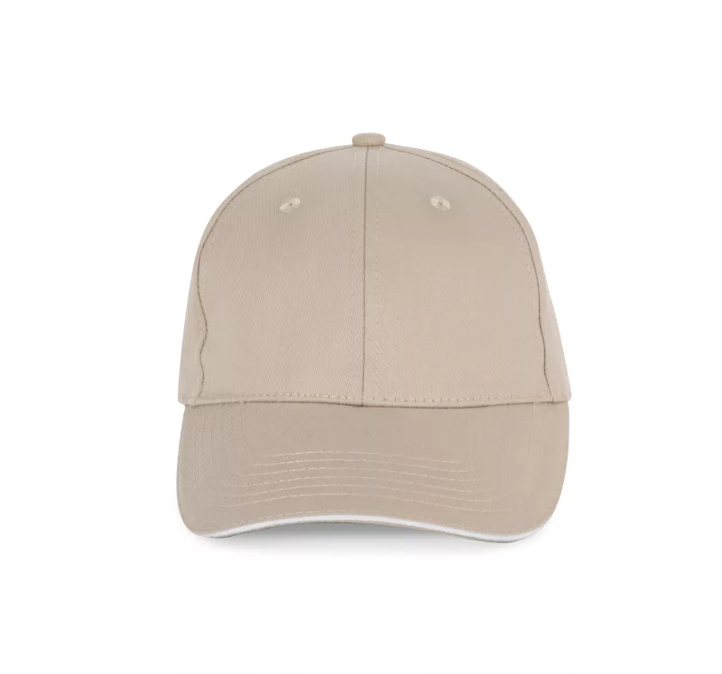 Casquette avec sandwich contrasté - 6 panneaux, Beige / White