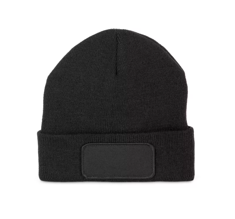 Beanie with patch and Thinsulate lining, Black
